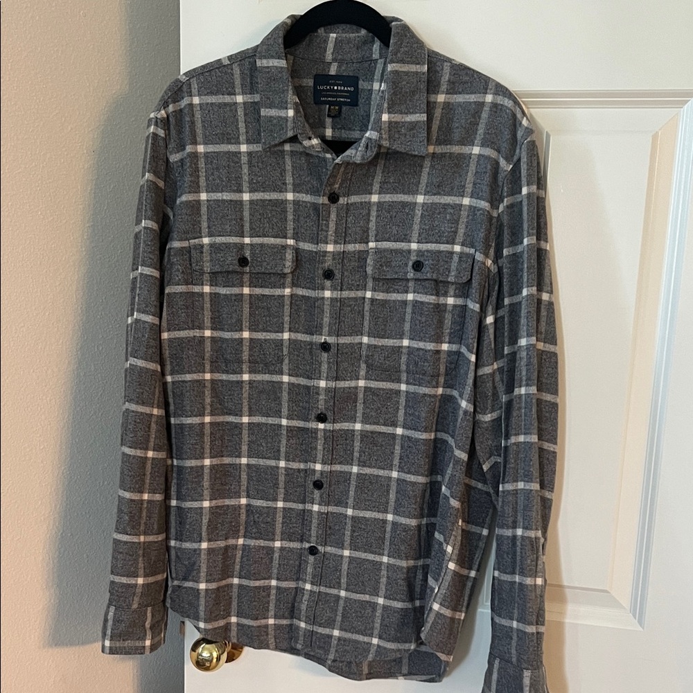 Lucky Brand Gray Checkered Men's Shirt